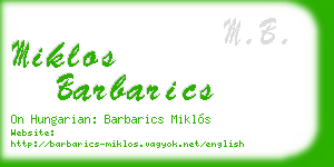 miklos barbarics business card