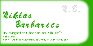 miklos barbarics business card